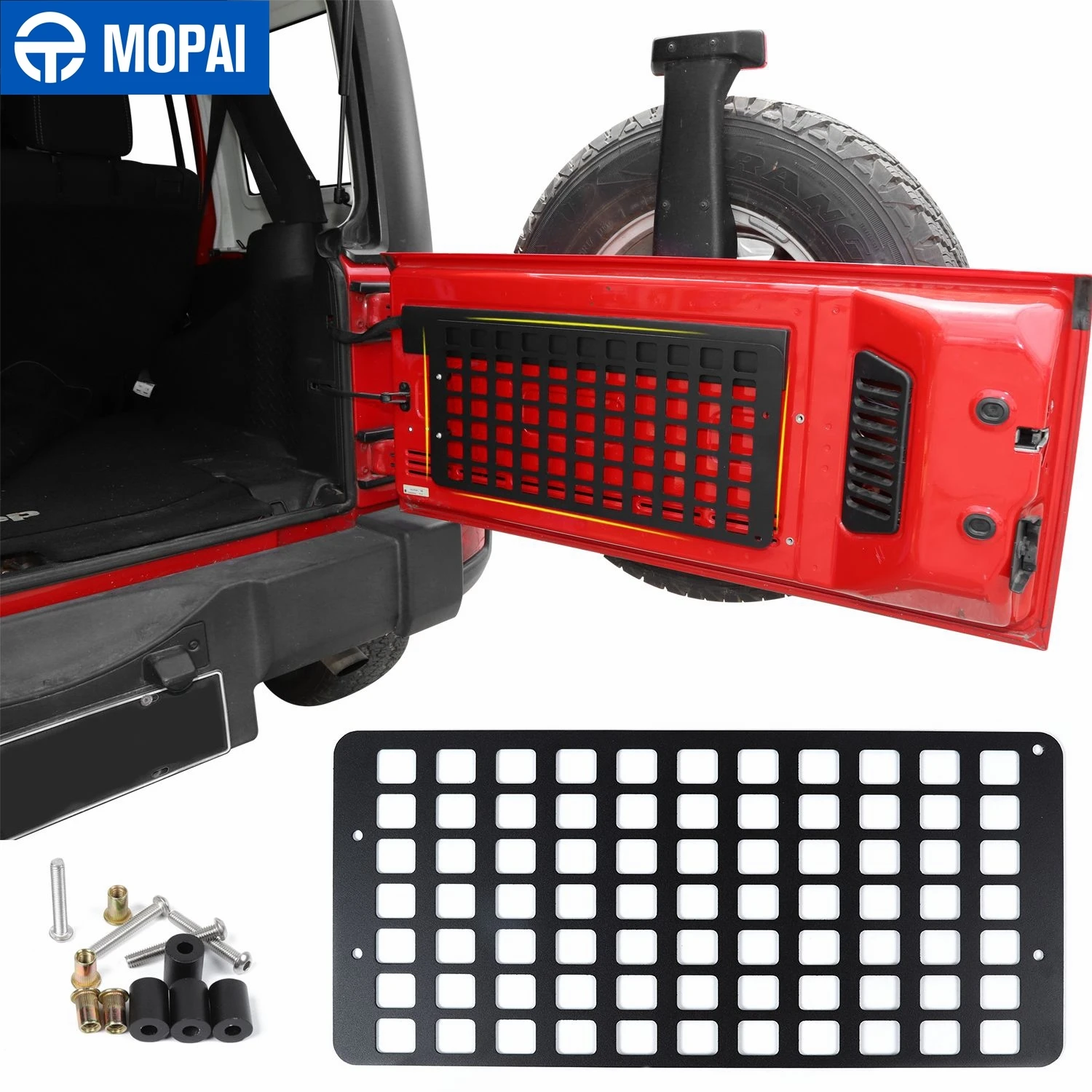

MOPAI Shelves Car Tail Door Racks Storage Bag Shelf Tailgate Luggage Carrier Supports Accessories for Jeep Wrangler JK 2007+
