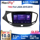 Автомобильный мультимедийный плеер NaviFly, 6 ГБ + 128 ГБ, 8 ядер, Carplay QLED 1280x720, Android 10, радио, GPS, для LADA Vesta, Cross Sport 2015-2020