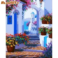 ruopoty 40x50cm frame painting by numbers island scenery oil picture handmade diy gift home living room wall artworks