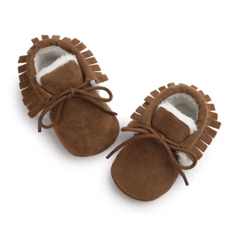

Winter Baby Girl First Walkers Baby Moccasins Soft Soled Non-slip Footwear Fringe Toddler Infant Shoes PU Suede Leather Shoes
