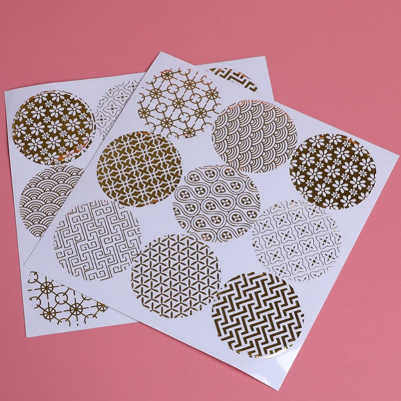 

90 шт. Золотая Геометрическая круглая упаковка для торта ручной работы, уплотнительные этикетки из крафтовой бумаги, наклейки для выпечки, в...