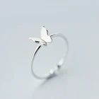 Женское Открытое кольцо с перьями, серебристое регулируемое кольцо в стиле панк с бабочкой в стиле ретро, лучший подарок