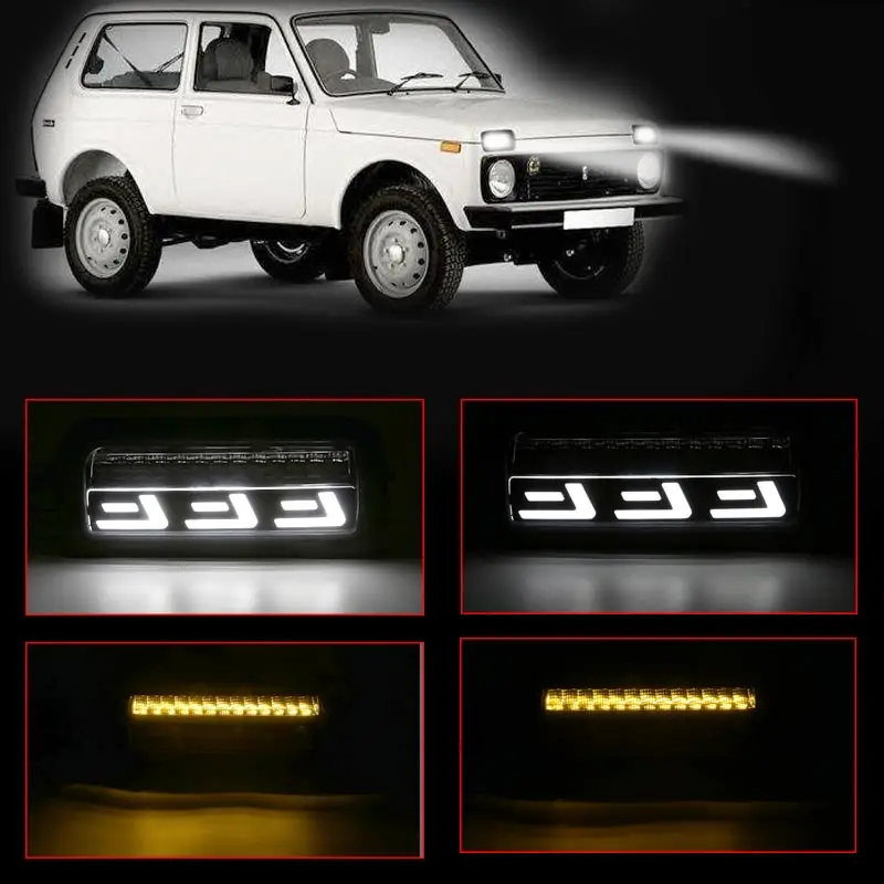 Светодиодные дневные ходовые огни для Lada Niva 4X4 1995 светодиодный с белым желтым