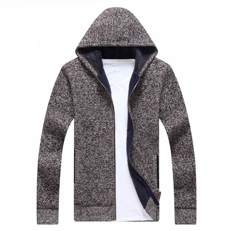 

Men's Winter Velvet Thickening Sweater Fashion Hooded Sweaters Cardigan Men Warm Knitting Zipper Clothing Jumper for Man