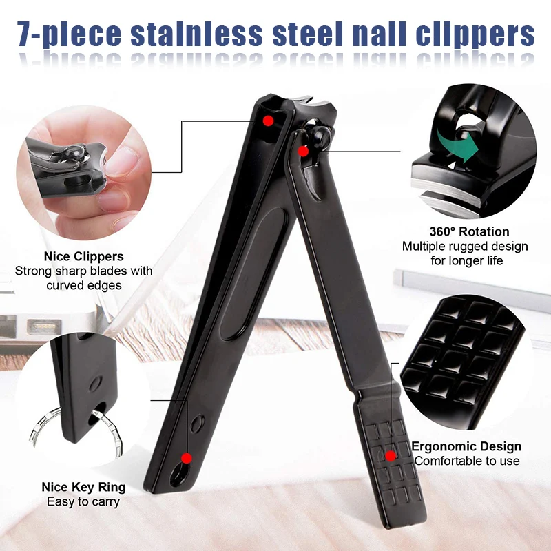 7 шт./компл. кусачки для ногтей набор ножницы резки файл маникюра и педикюра с