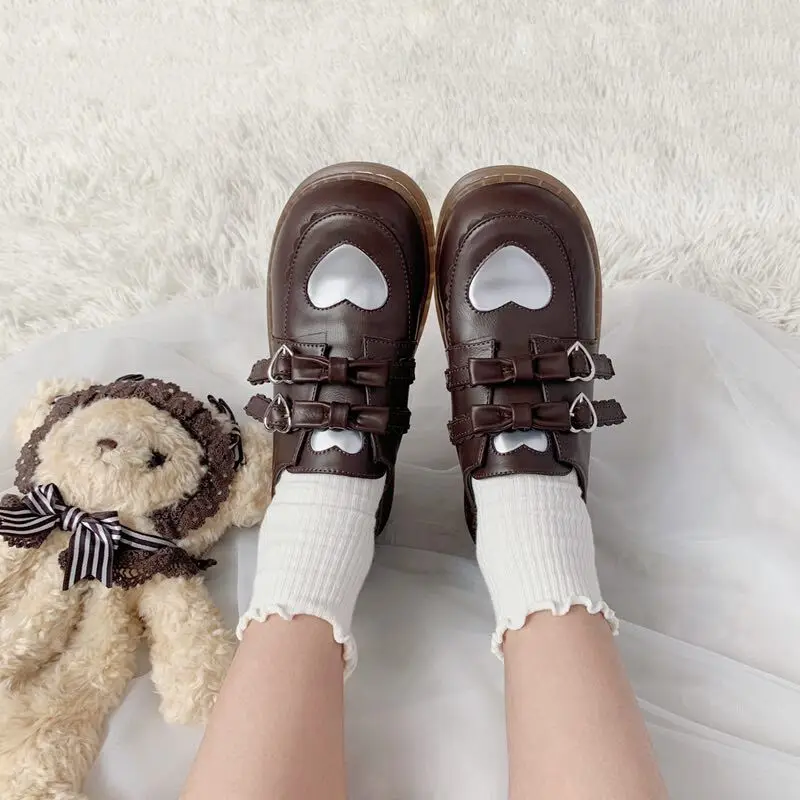 Туфли Лолиты в форме сердца с круглым носком униформа для школьников и студентов