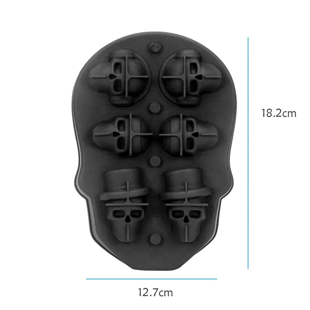 

3D Skull Silicone Ice Cube Tray Pudding Mold 6-Cavity DIY Bar Party Ice Maker Chocolate Mould Kitchen Tools