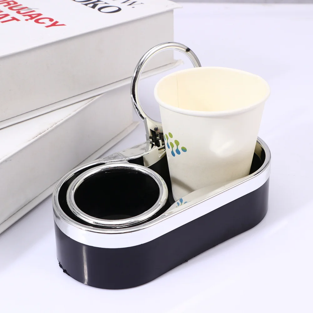 

1Pc Multi-function Double-Cup Holder Automobile Water Drink Rack(Black)