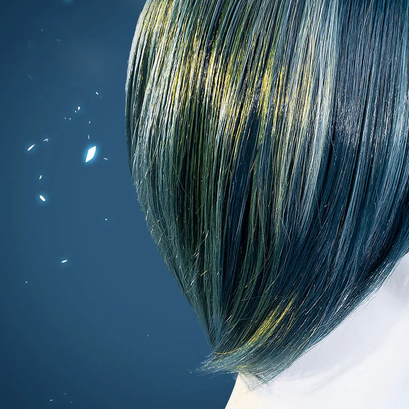 

Genshin Impact Kaya wig cos Genshin Impact wig cosplay dark green long hair ponytail