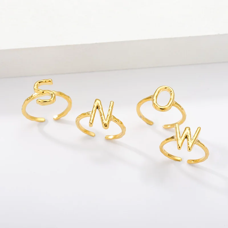 

Letter Ring For Women Initial A-Z 26 Opening Ring Stainless Steel Valentine Gift Finger Fashion Accessories Jewelry Bijoux Femme