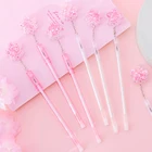 24 шт.упак. японские милые ручки, кавайная гелевая ручка с цветком вишни, веселая девушка, фотография с синими чернилами, вернуться в школу 2022