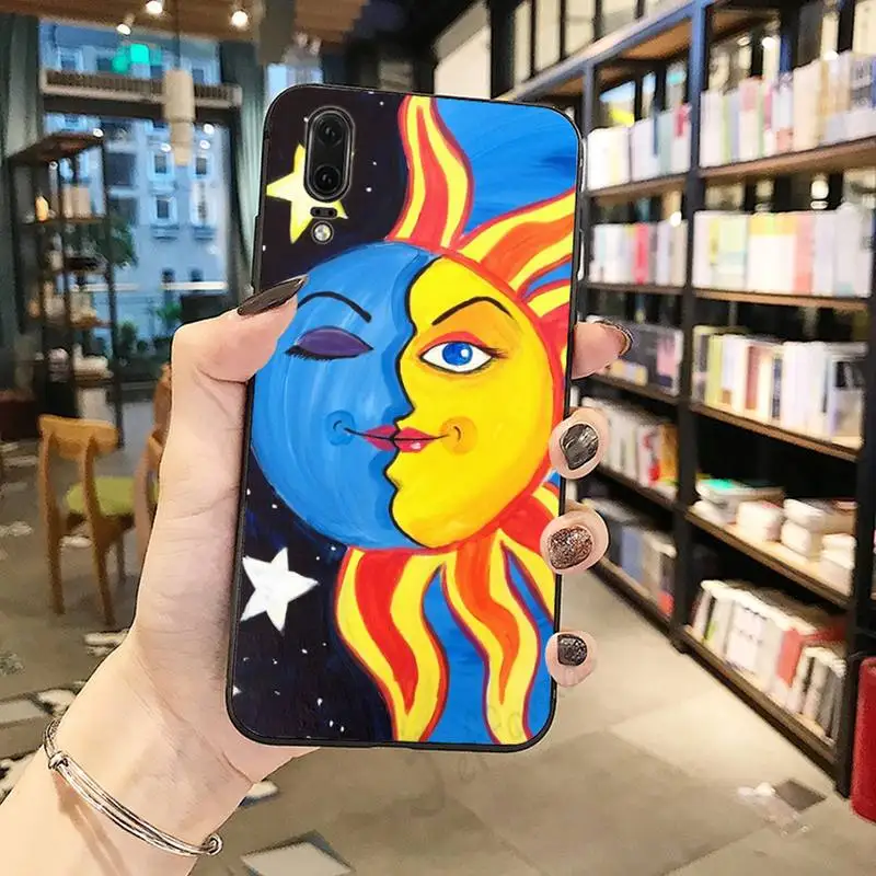 

Funny Sun Moon Face art Phone Case For Huawei honor Mate P 10 20 30 40 Pro 10i 9 10 20 8 x Lite