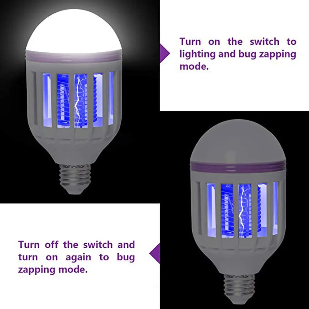 

Bug Zapper Light Bulb, 2 in 1 Mosquito Killer Lamp UV LED Electronic Insect & Fly Killer Night Lamp Killing Fly Bug Bulb