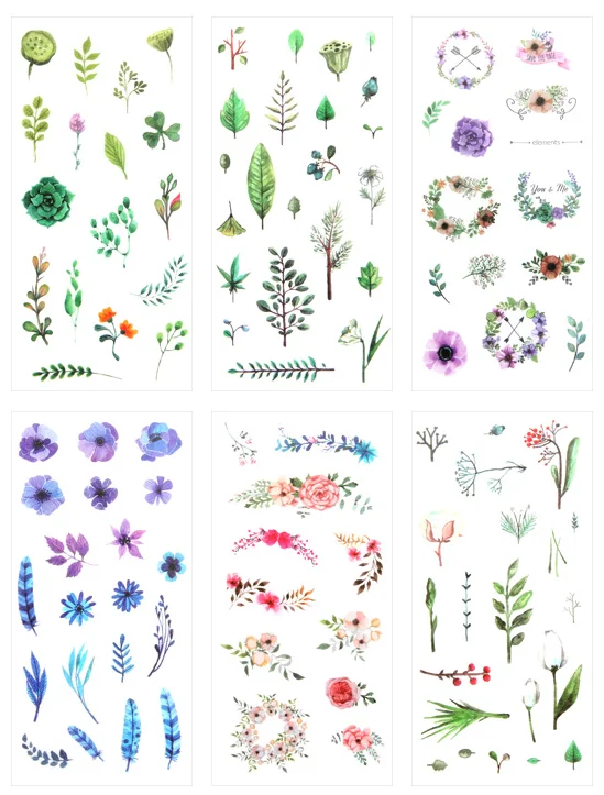 

Summer plant decorative sticker(1pack=6pieces)
