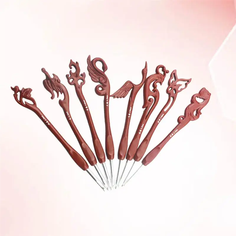 

8Pcs Retro Mixed Aluminum Handle Crochet Hook Knitting Neddles Set for Beginner Animal Flower Shape