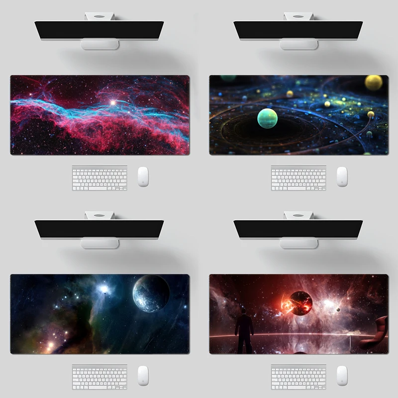 

Space Clouds Blue Moon Large Mousepad Gamer XL Gaming Mouse Pad Rubber Locking Edge Laptop Notebook Desk Mat