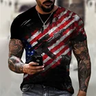 Футболка мужская с 3D-принтом американского Орла, смешная рубашка в стиле хип-хоп с коротким рукавом, с флагом США, летающим орлом