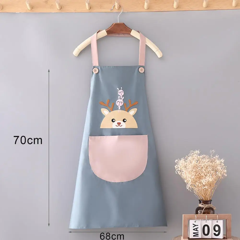 

Apron Household Oil-proof Korean Style Waterproof Cartoon Cooking Overalls for Home