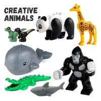 moc animal accessories building blocks cute crocodile panda model compatible figures classic bricks education toys for kids gift