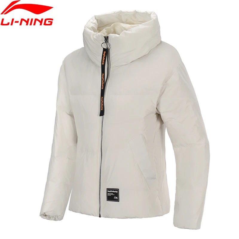 Женский короткий пуховик Li Ning теплая куртка на белом утином пуху 70% пуха