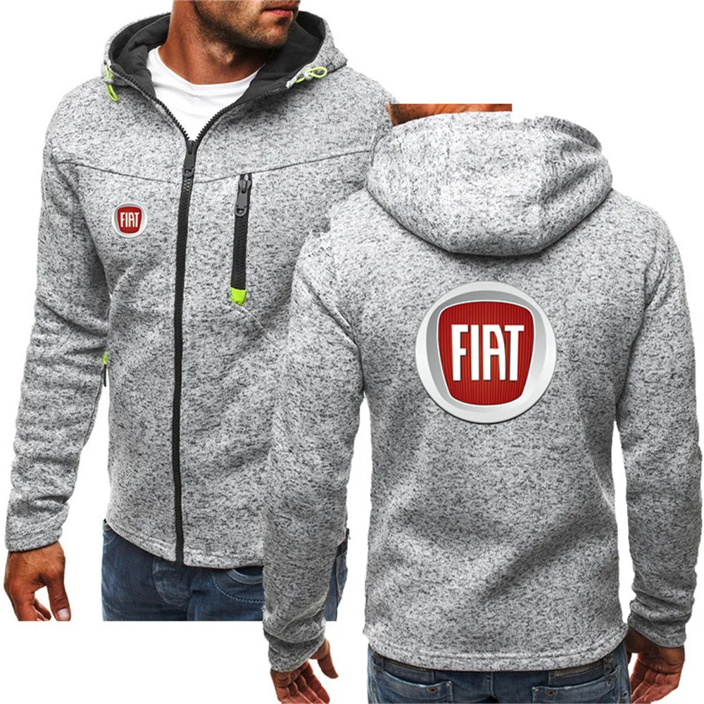 

2021 Spring and autumn men's FIAT car logo stitching hat sweater fashion trend brand camouflage printing pocket zipper top