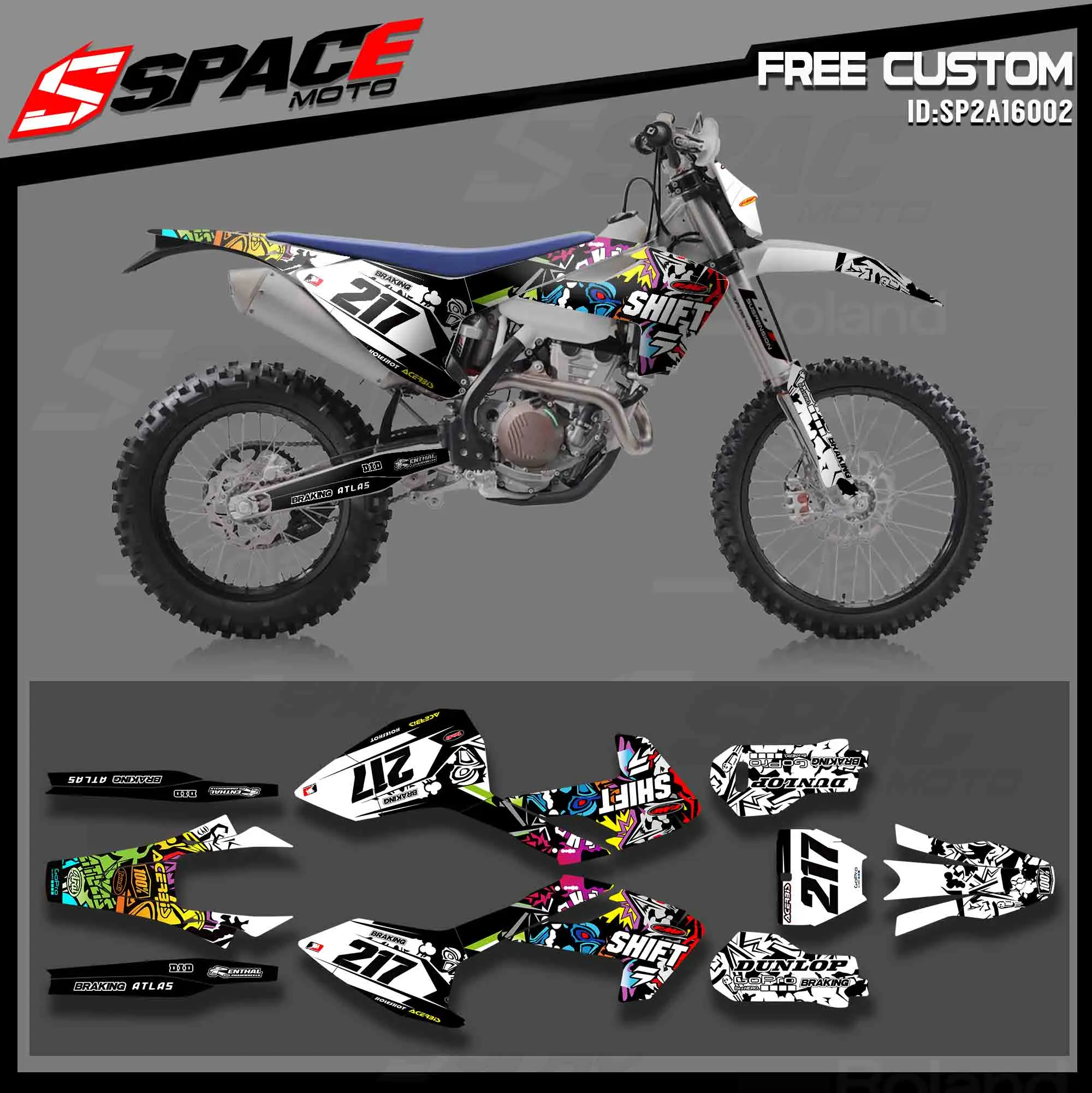 

SPACEMOTO Motorcycle Team Graphic Decal & Sticker Kit For Husqvarna TC FC TX FX FS2016-2018 TE FE 2017-2019 Motocross Racing