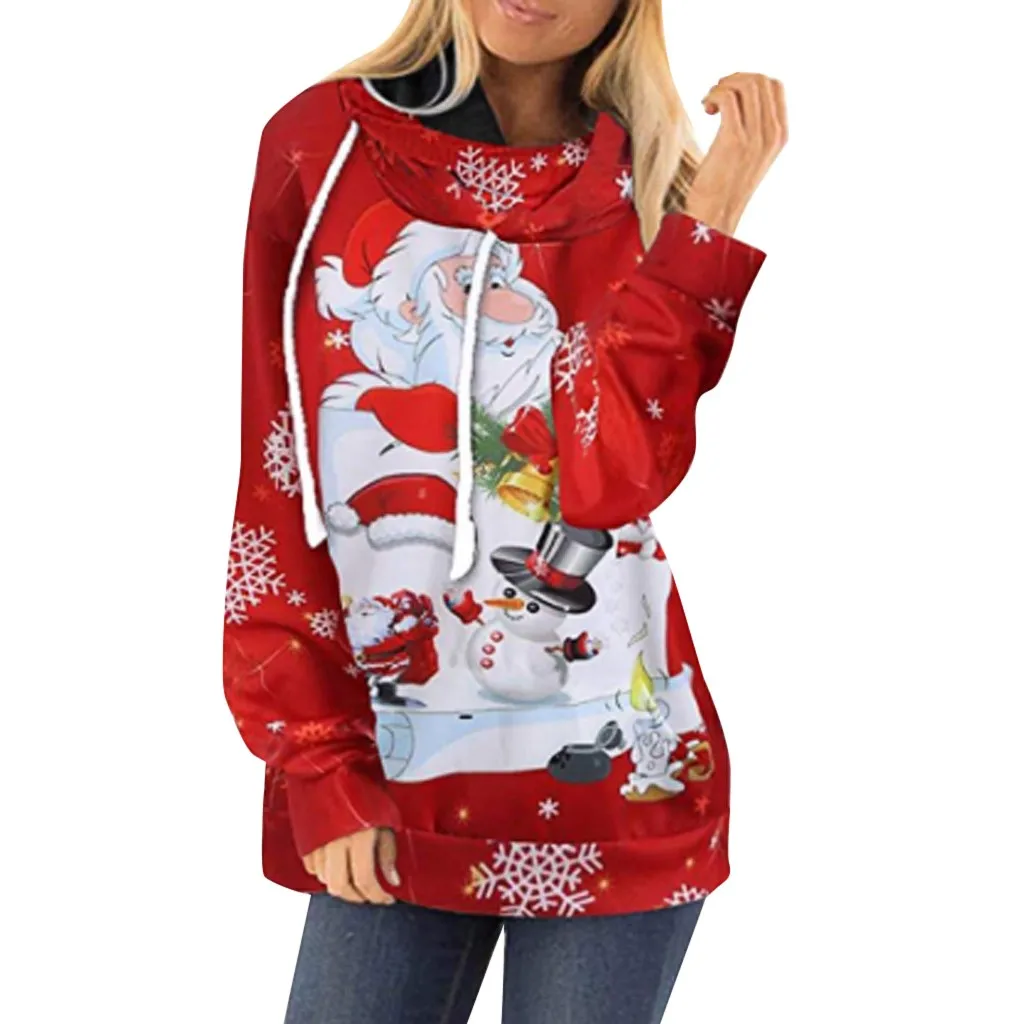 Женские толстовки женские Рождественские 3D принты с длинным рукавом пуловер