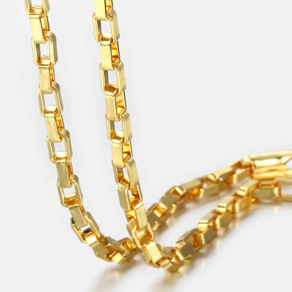 Trendsmax-collar de oro amarillo para hombre, cadena de eslabones con forma geométrica abierta,
