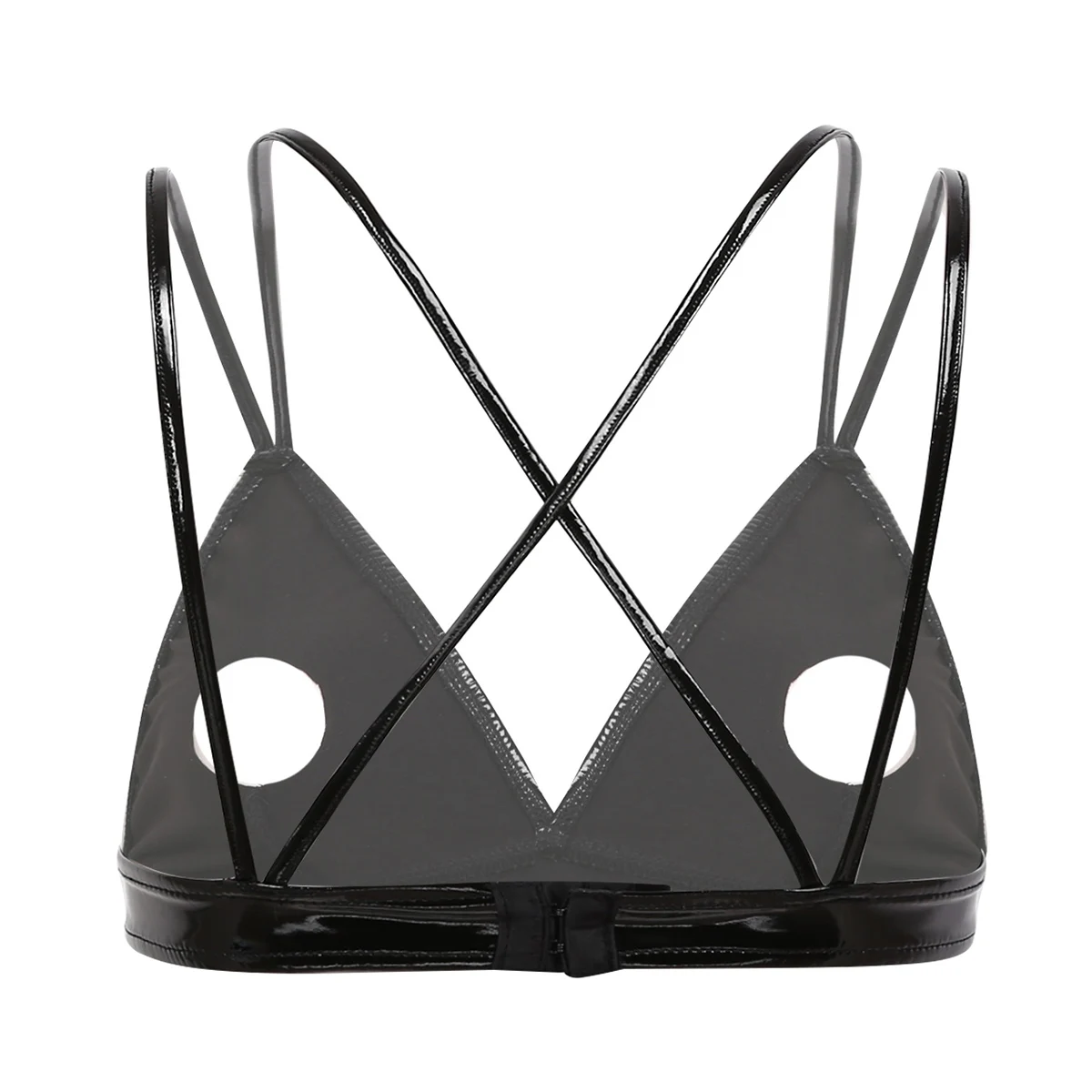 Iiniim, женское нижнее белье, модное, Wetlook, из искусственной кожи, треугольные, открытые чашечки, с дырками, для сосков, для Сисси, с вырезами, с перекрестными ремешками, бюстгальтер, Топ