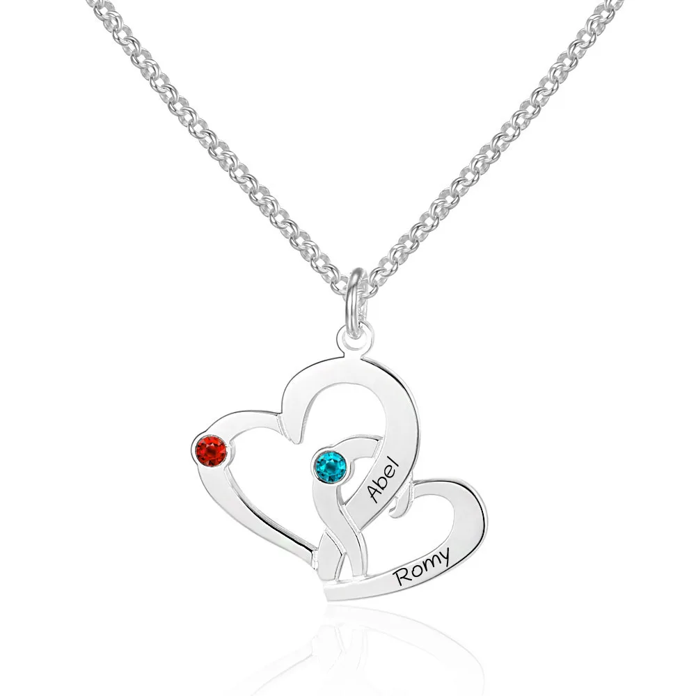 Выгравированная подвеска любящее сердце ожерелье с зодиакальным камнем на заказ