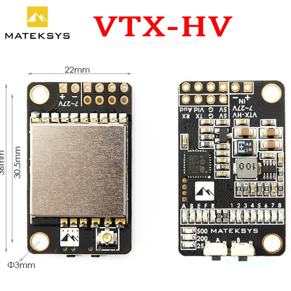 Matek 5 8G 40CH 25/200/500 МВт переключаемый видеопередатчик VTX HV с выходом 5V/1A BEC