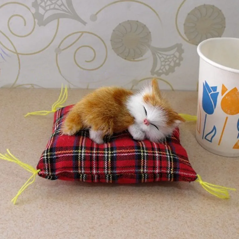 Kawaii ткань спящий котенок на мини подушка моделирование кошка кукла украшения