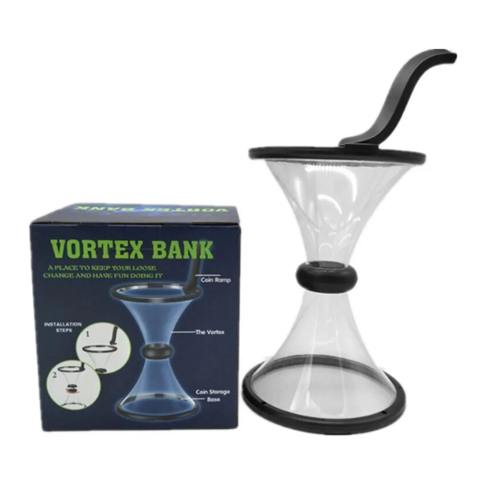 NAI YUE Pressure Relieving Vortex Bank Watch Money Defy Gravity Circling Around When Saving Loose Coins Funnel Shape Piggy Bank