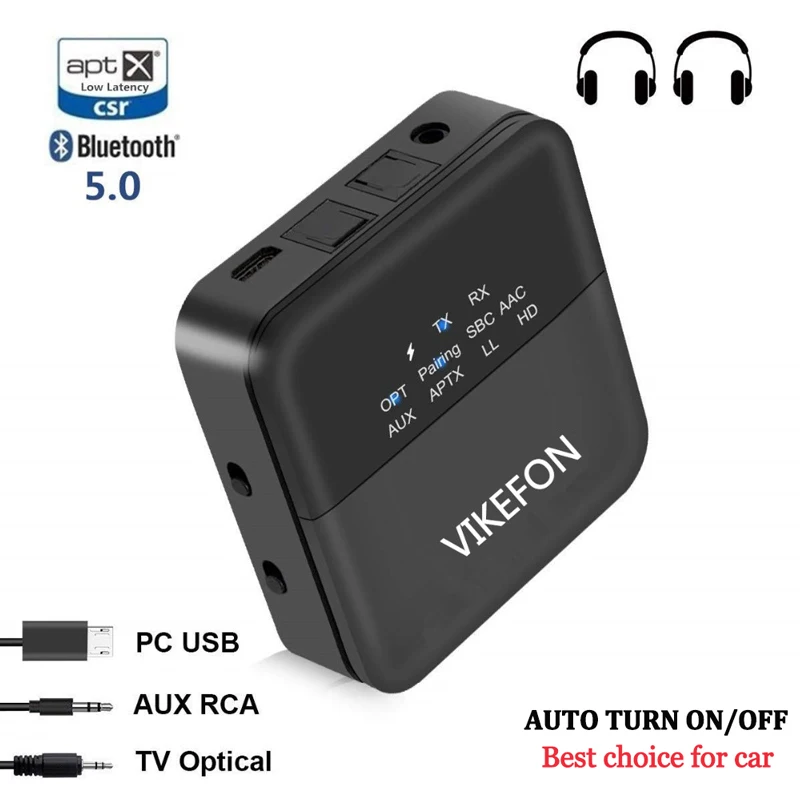 Bluetooth 5 0 передатчик приемник Беспроводной аудио aptX МР HD низкой задержкой ТВ Авто