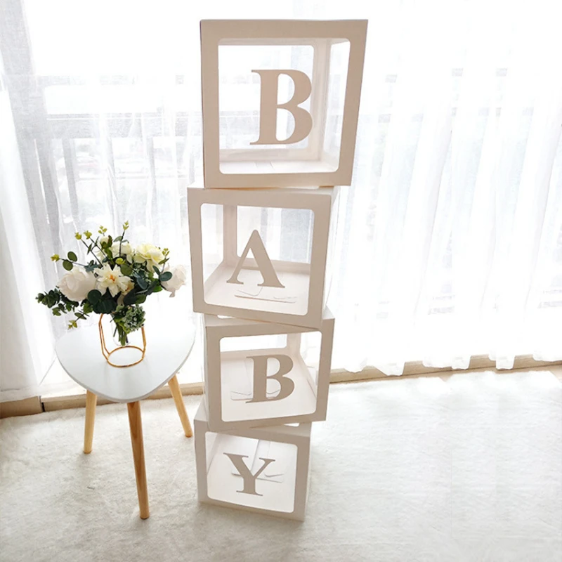 

Baby Shower Decorations Boy Girl 30cm Transparent Box First 1st Birthday Party Decorations Kids Name Customize Balloon Box