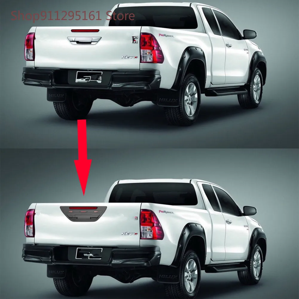 

Back Door Decoration Tail Gate Rear Door Handle Cover Fit For Toyota Hilux REVO 2015-2020 Matte Black Trim Pickup Accessories