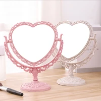 desktop makeup mirror heart shape makeup vanity portable double side vanity mirror hand mirror cosmetic compact mirror for women