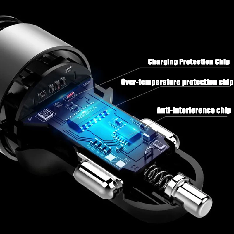 Автомобильное зарядное устройство USB 3 4 А металлическое автомобильное быстрая