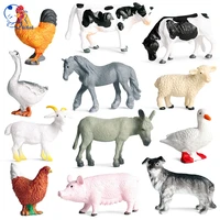 new 12pcslot mini farm poultry animals action figures simulation model pig duck hen goose horse cow dog goat bear role play toy