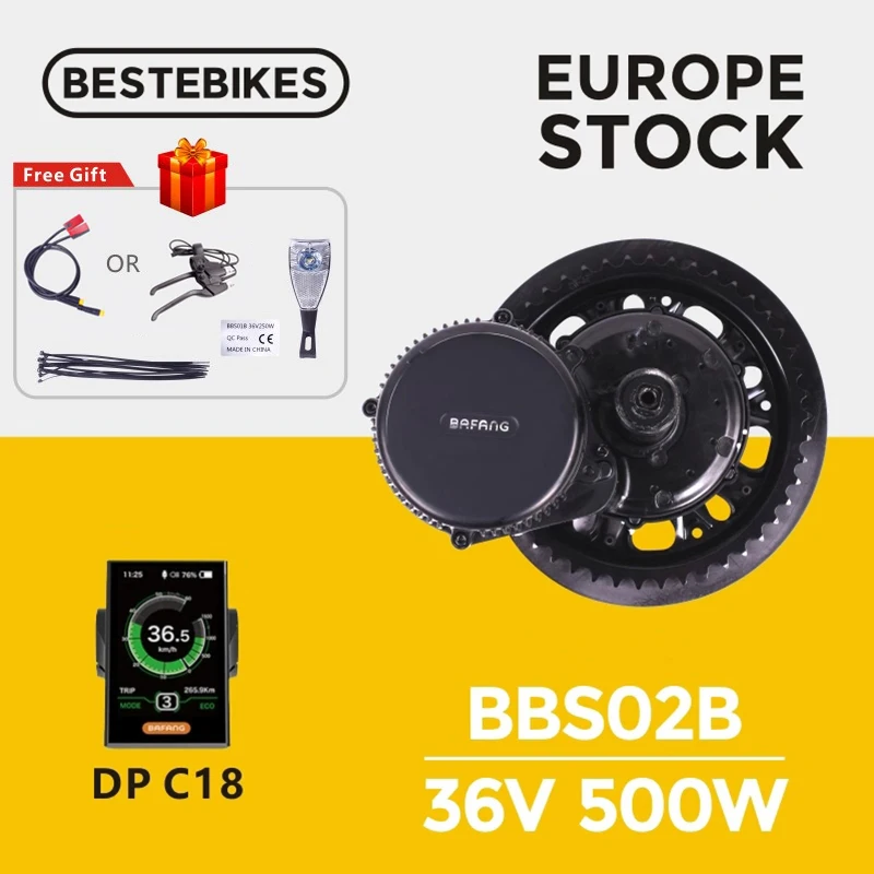 Bafang BBS02B BBS02 36 в 500 Вт Мотор среднего привода 8fun Электрический электровелосипед