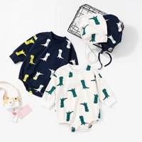 2022 newborn baby clothes summer 0 months boy cute english cartoon pattern dinosaur print costume for baby kids outfits jumpsuit