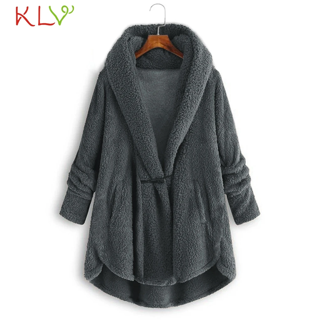 

Jacket Women Fleece Teddy Coat Fur Hooded Loose Mid Long Winter Coat Women Casual Outwear Clothes Plus Size Chaqueta Mujer 19Ot