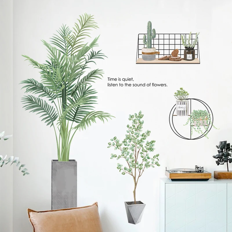 

Creative Potted Plant Wall Stickers Home Decor Decorations Living Room Bedroom Self Adhesive Stickers Background Wall Decoration