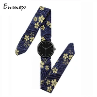 2019 lady gift simple watch enmex strappy cotton watch chinese blue style fashion vertical lines black face quartz wristwatch