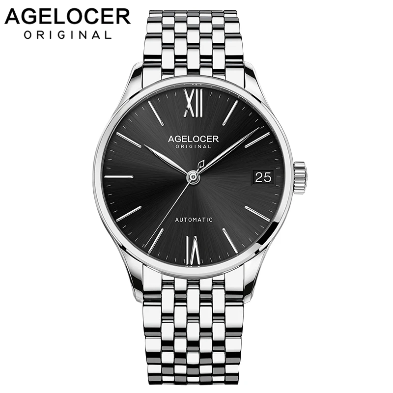 AGELOCER черный сапфир мужские механические часы relogio masculino лучший бренд роскошный