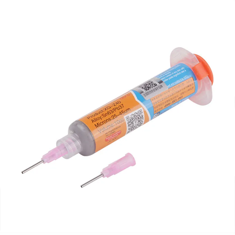 

1x XG-Z40 10cc Syringe Solder Paste Tin Cream With 10pcs Needle Welding Solder BGA Flux For Soldering Welding Repair Rework Tool