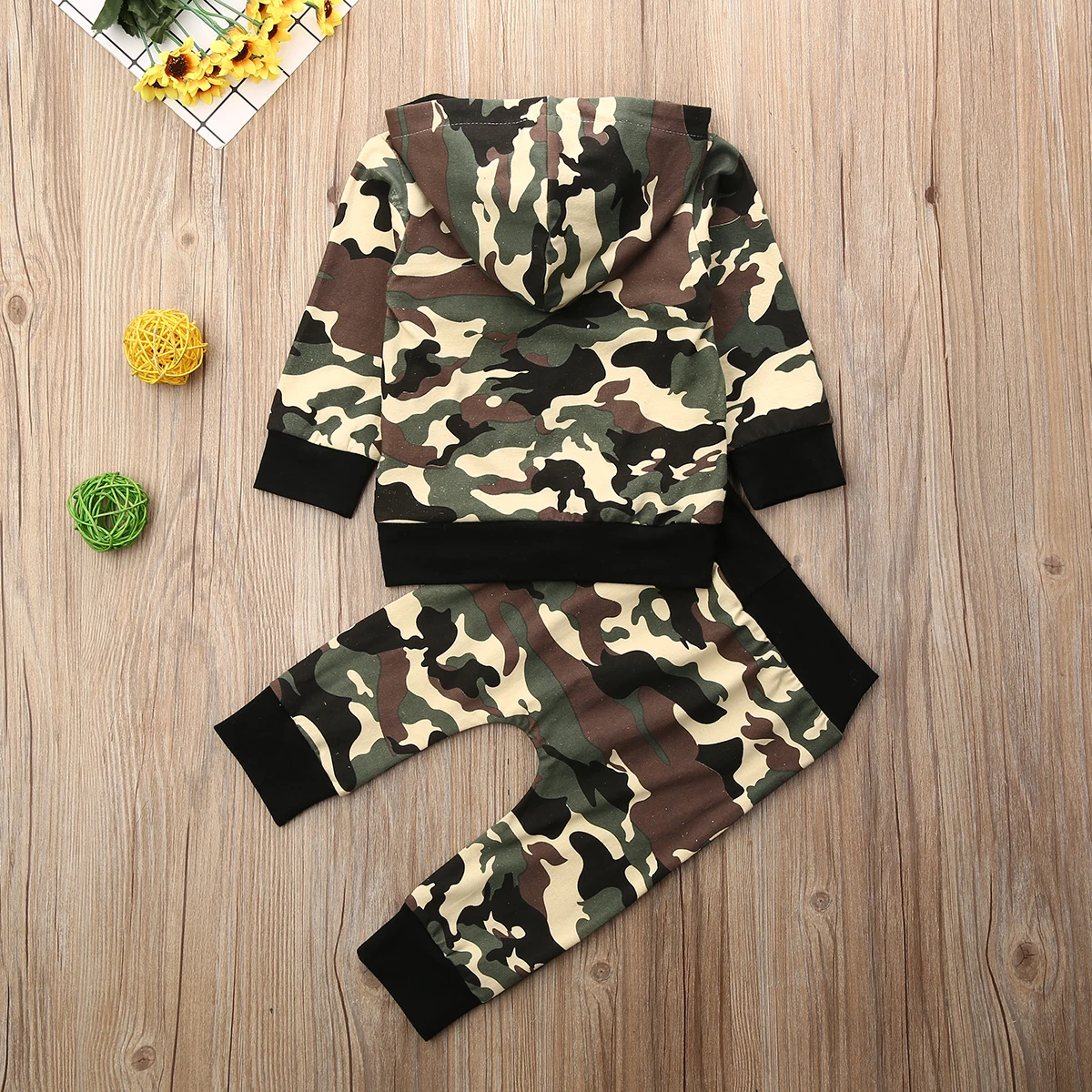 2Pcs Newborn Baby Boy Clothes Camo Boys Hooded Long Sleeve Tops Pants Kids Outfit Set Casual Tracksuit Clothing |