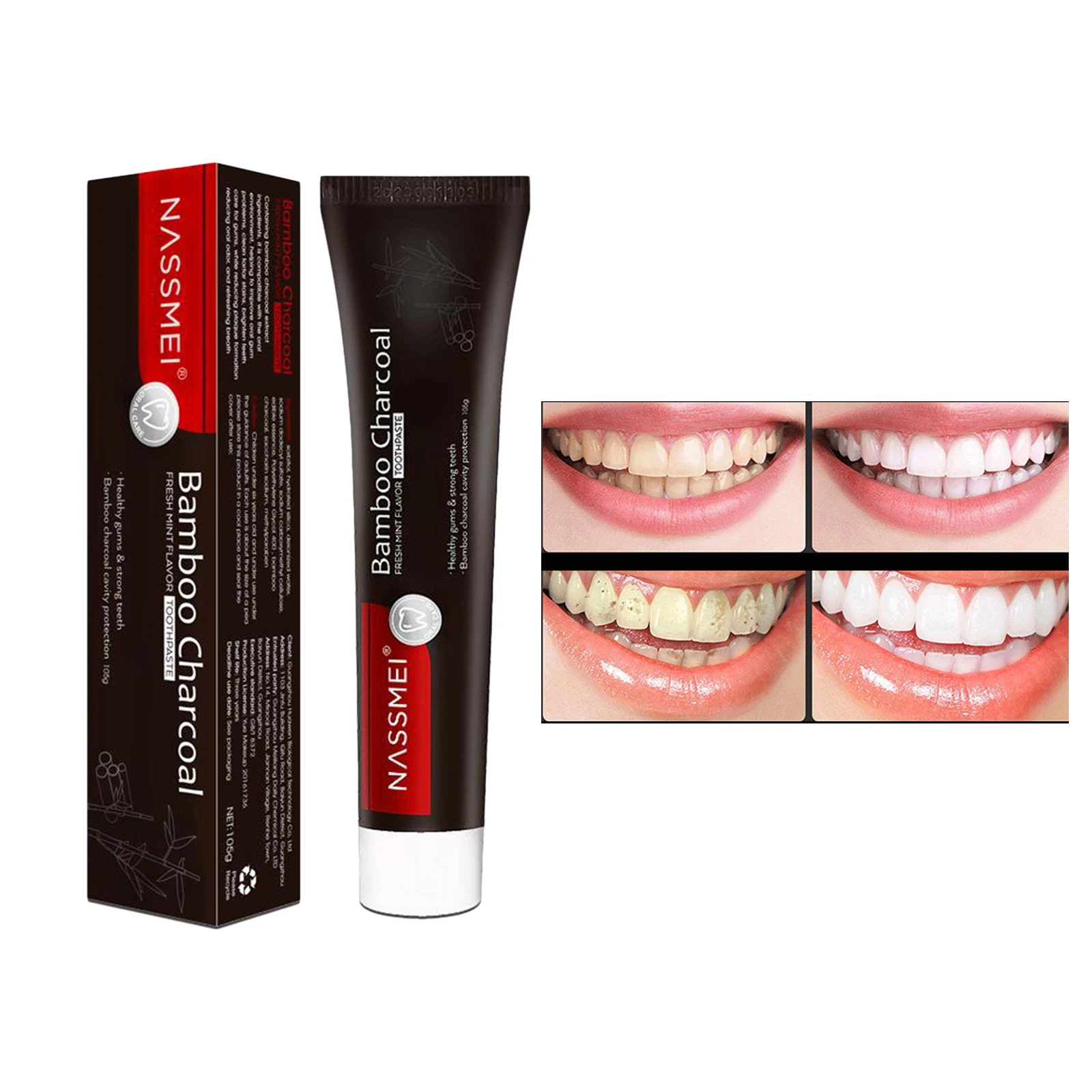 

Set of 2Pcs Bamboo Black Activated Charcoal Toothpaste Fluoride Free,100% Safe & Natural Toothpaste Tooth Care Drop Shipping