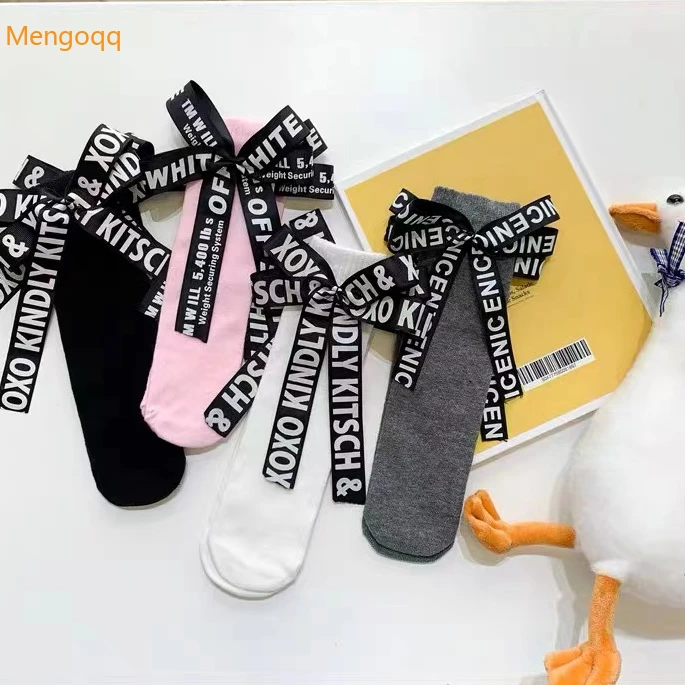 

Children's Socks Spring Autumn Striped Letter Bowknot Children's Socks New Breathable Stockings Pure Color Girls Cute Socks New