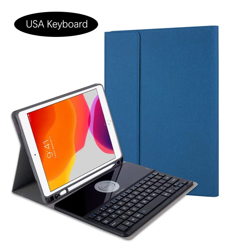Для iPad 10," чехол Съемная Беспроводная зарядка США Bluetooth клавиатура кожаный чехол для iPad 7th 10,2 Чехол держатель ручки